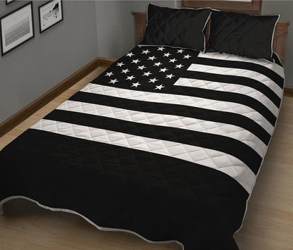 Black American Flag Print Quilt Bed Set