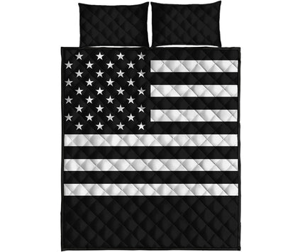Black American Flag Print Quilt Bed Set