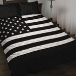Black American Flag Print Quilt Bed Set