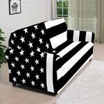Black American Flag Print Sofa Cover