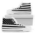 Black American Flag Print White High Top Sneakers