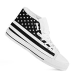 Black American Flag Print White High Top Shoes