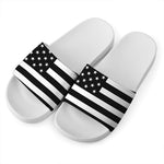 Black American Flag Print White Slide Sandals