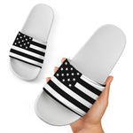 Black American Flag Print White Slide Sandals