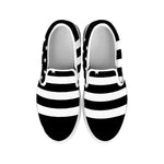 Black American Flag Print White Slip On Shoes