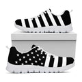 Black American Flag Print White Running Shoes