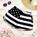 Black American Flag Print Women's Shorts