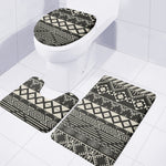 Black And Beige Aztec Pattern Print 3 Piece Bath Mat Set