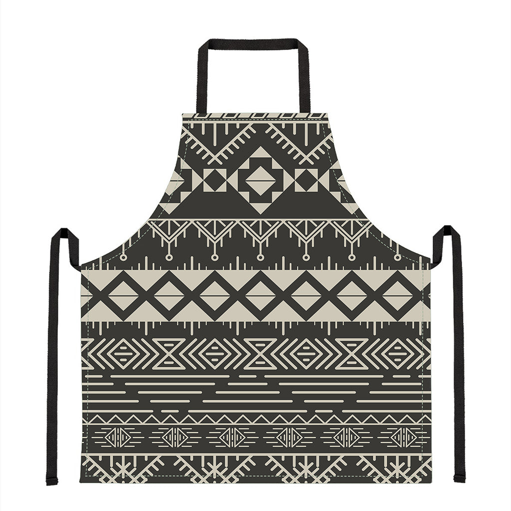 Black And Beige Aztec Pattern Print Apron
