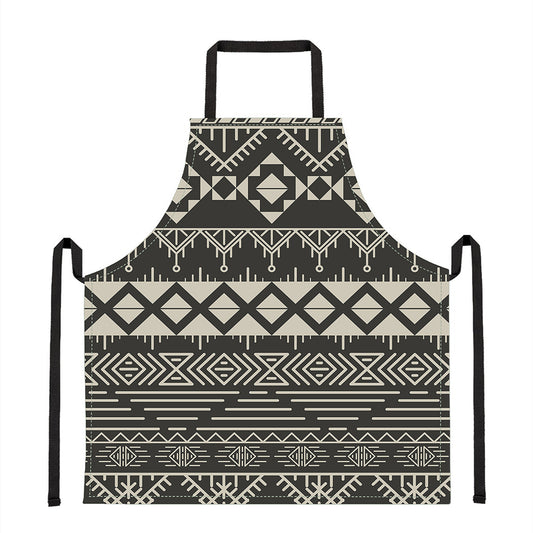 Black And Beige Aztec Pattern Print Apron
