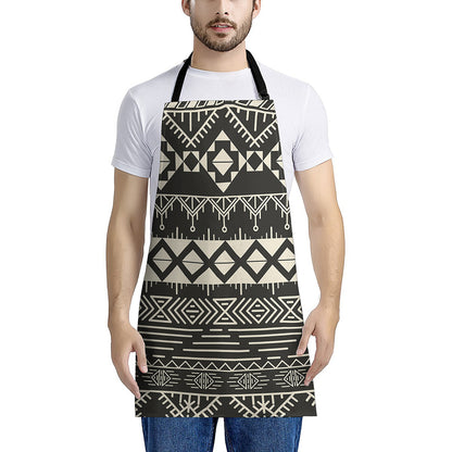 Black And Beige Aztec Pattern Print Apron