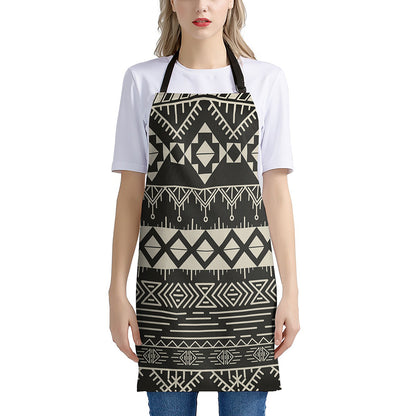 Black And Beige Aztec Pattern Print Apron