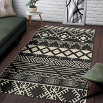 Black And Beige Aztec Pattern Print Area Rug GearFrost