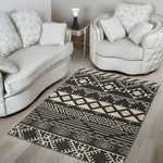 Black And Beige Aztec Pattern Print Area Rug GearFrost