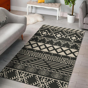 Black And Beige Aztec Pattern Print Area Rug GearFrost