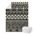 Black And Beige Aztec Pattern Print Blanket