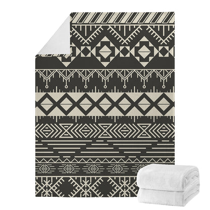 Black And Beige Aztec Pattern Print Blanket