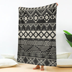 Black And Beige Aztec Pattern Print Blanket