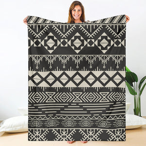 Black And Beige Aztec Pattern Print Blanket