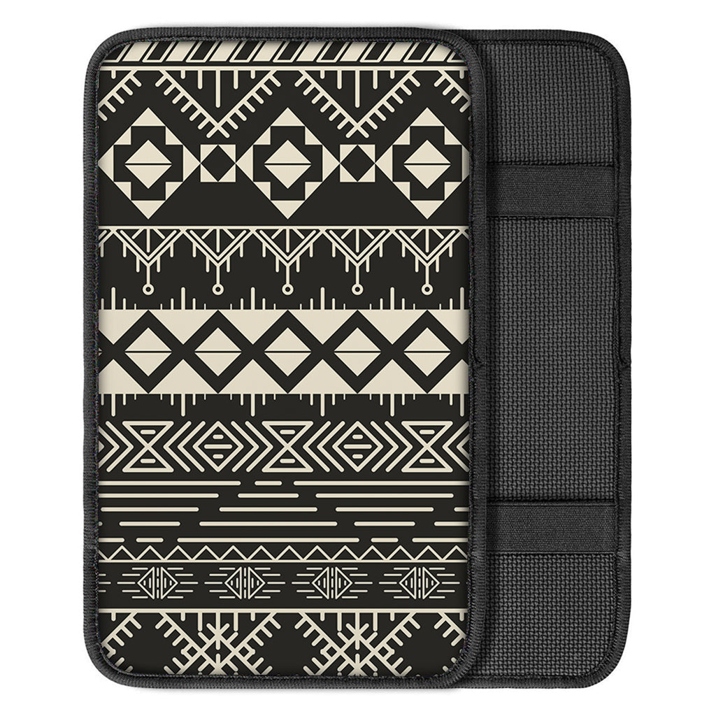 Black And Beige Aztec Pattern Print Car Center Console Cover