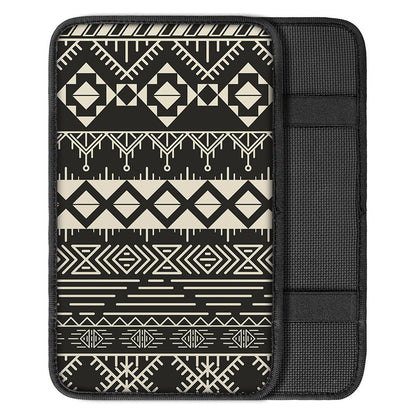Black And Beige Aztec Pattern Print Car Center Console Cover