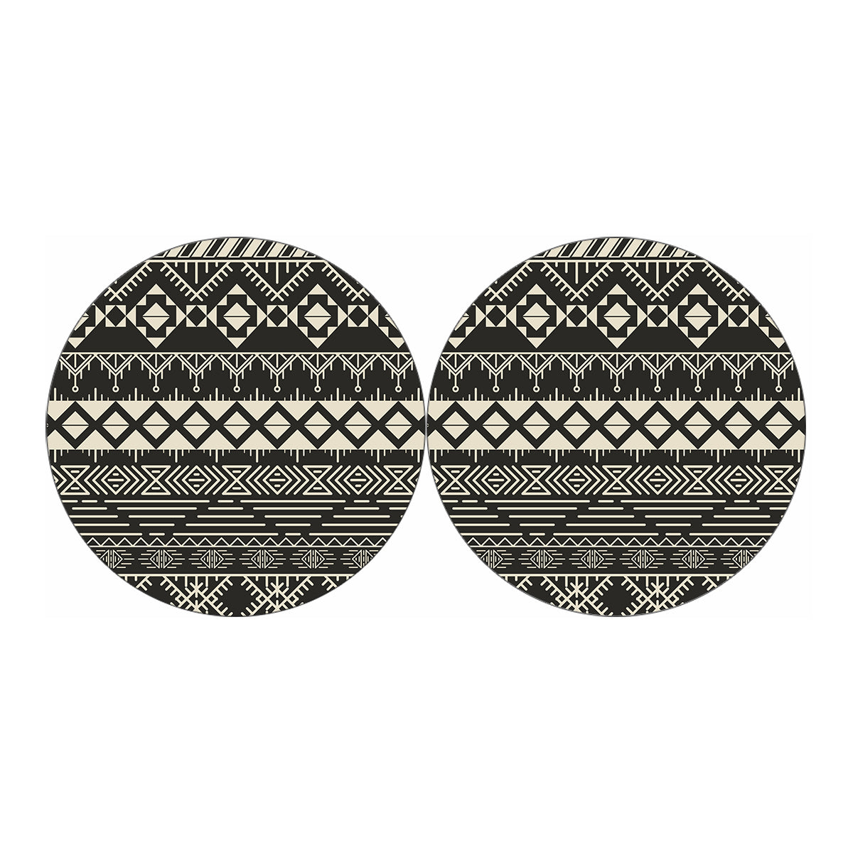 Black And Beige Aztec Pattern Print Car Coasters