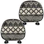 Black And Beige Aztec Pattern Print Car Headrest Covers
