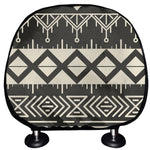 Black And Beige Aztec Pattern Print Car Headrest Covers