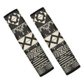 Black And Beige Aztec Pattern Print Car Seat Belt Covers