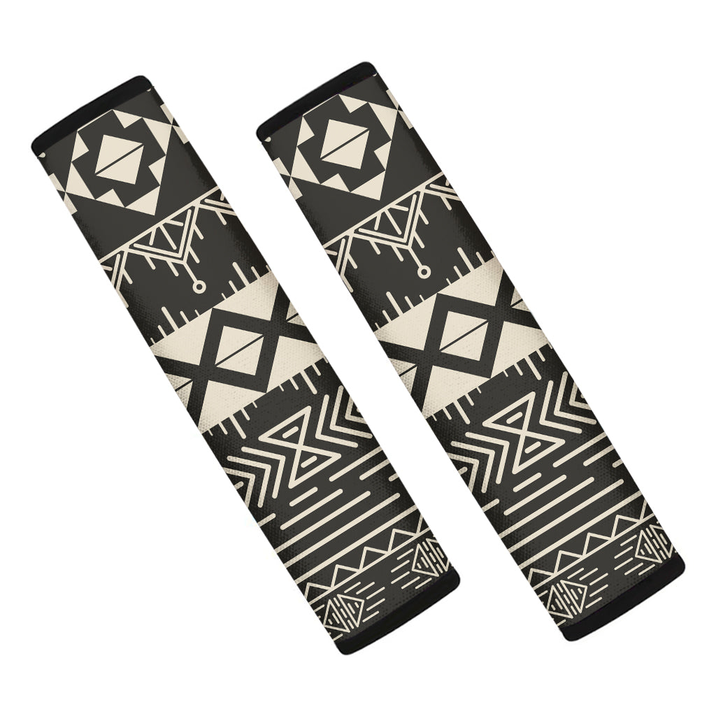 Black And Beige Aztec Pattern Print Car Seat Belt Covers