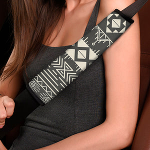 Black And Beige Aztec Pattern Print Car Seat Belt Covers