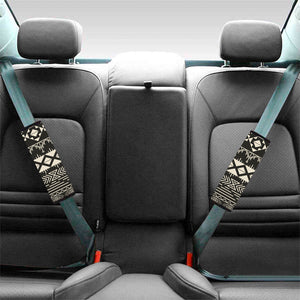 Black And Beige Aztec Pattern Print Car Seat Belt Covers
