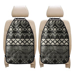 Black And Beige Aztec Pattern Print Car Seat Organizers