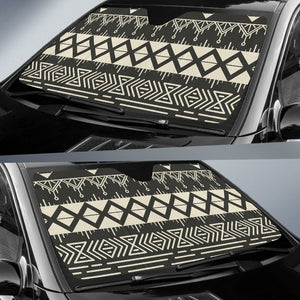 Black And Beige Aztec Pattern Print Car Sun Shade GearFrost