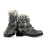 Black And Beige Aztec Pattern Print Comfy Boots GearFrost