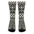 Black And Beige Aztec Pattern Print Crew Socks