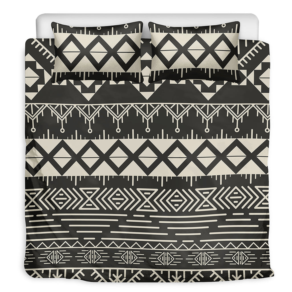 Black And Beige Aztec Pattern Print Duvet Cover Bedding Set