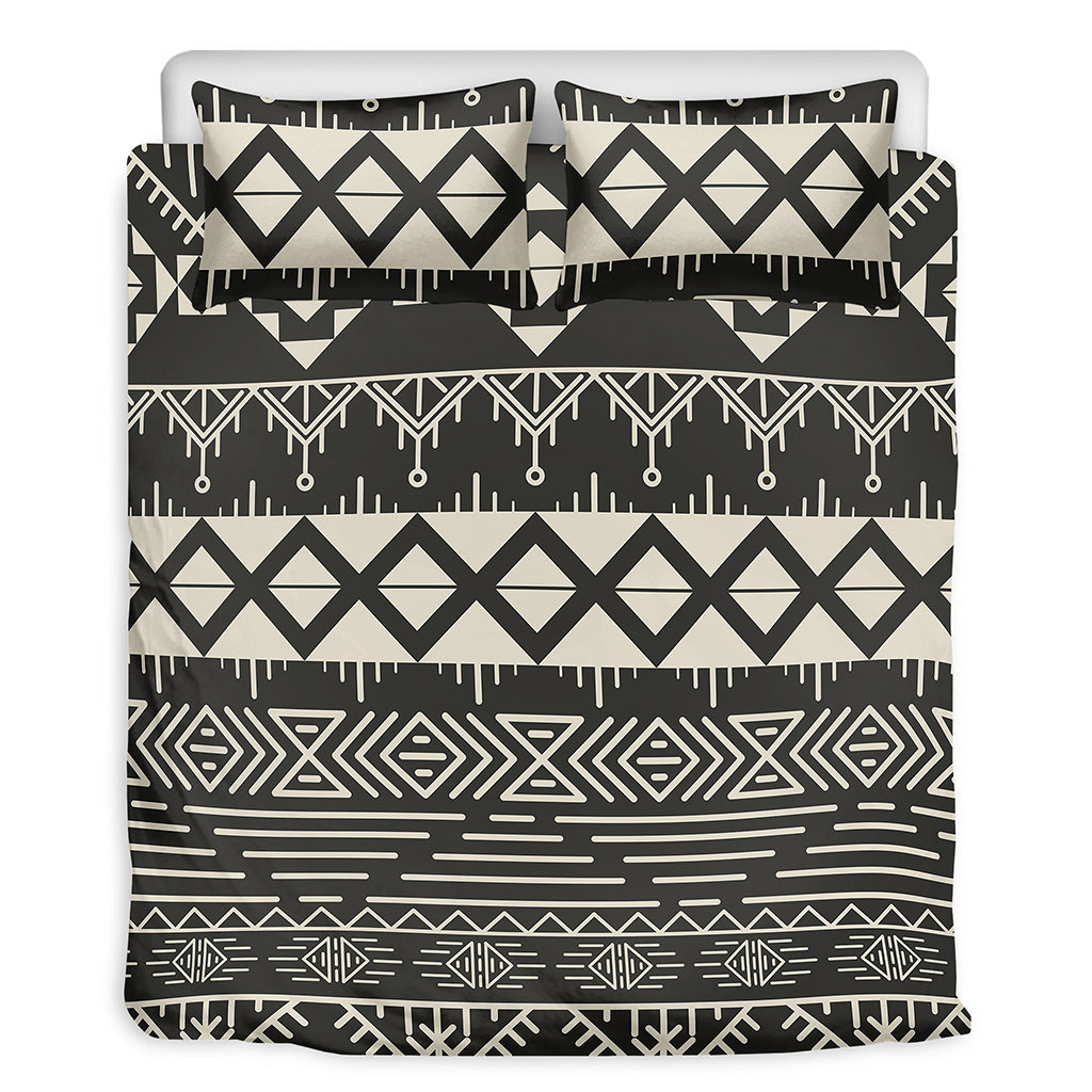Black And Beige Aztec Pattern Print Duvet Cover Bedding Set