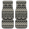 Black And Beige Aztec Pattern Print Front and Back Car Floor Mats