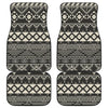 Black And Beige Aztec Pattern Print Front and Back Car Floor Mats