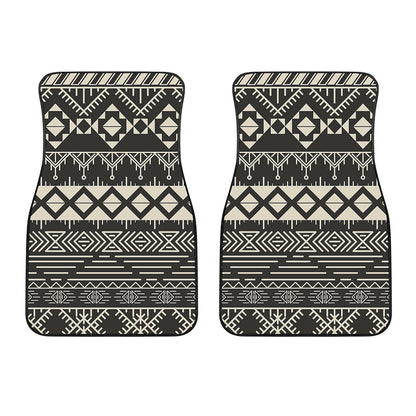 Black And Beige Aztec Pattern Print Front Car Floor Mats