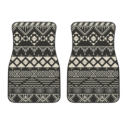 Black And Beige Aztec Pattern Print Front Car Floor Mats