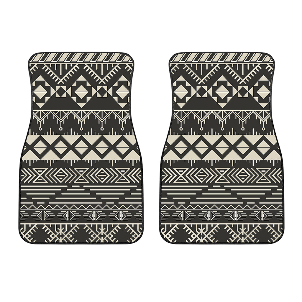 Black And Beige Aztec Pattern Print Front Car Floor Mats