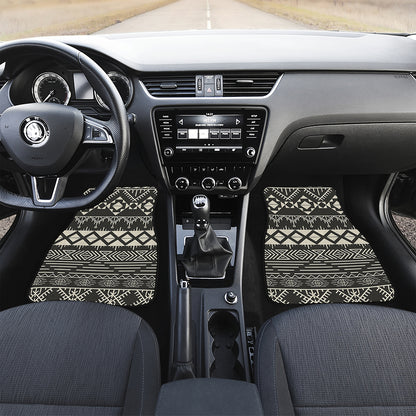 Black And Beige Aztec Pattern Print Front Car Floor Mats