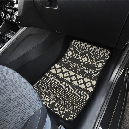Black And Beige Aztec Pattern Print Front Car Floor Mats