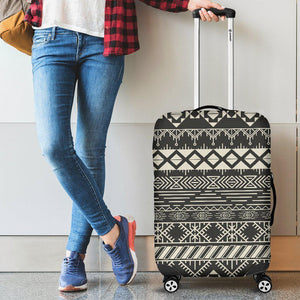 Black And Beige Aztec Pattern Print Luggage Cover GearFrost