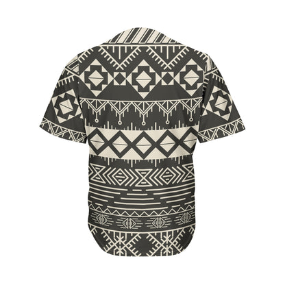Black And Beige Aztec Pattern Print Men's Baseball Jersey