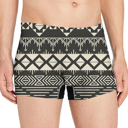 Black And Beige Aztec Pattern Print Men's Boxer Briefs