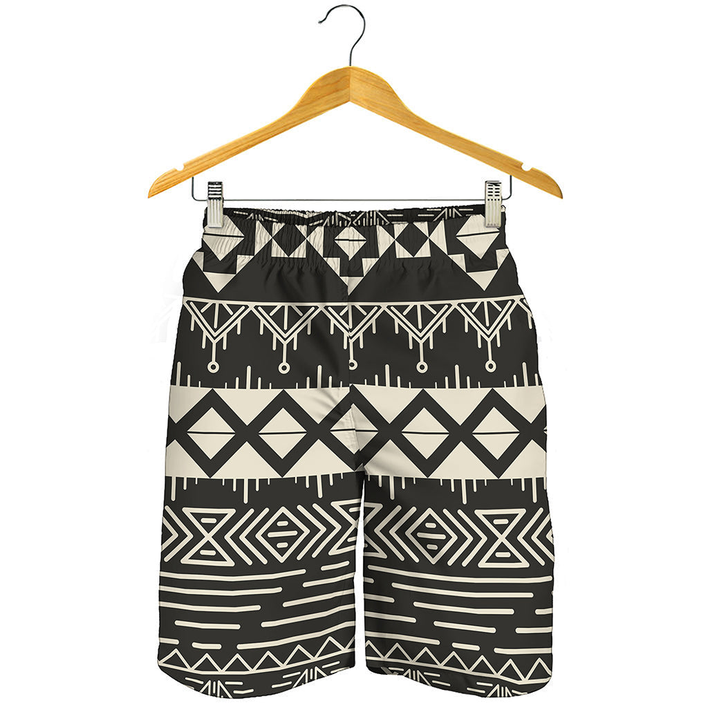 Black And Beige Aztec Pattern Print Men's Shorts