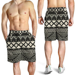 Black And Beige Aztec Pattern Print Men's Shorts